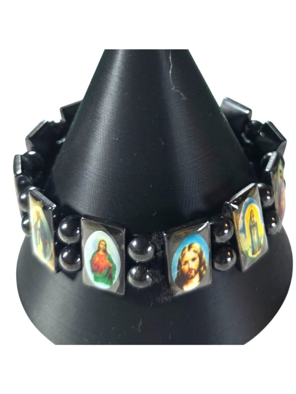 Magnetic Bracelet Saints Jesus Stretch Rectangular Panel Religious Jewelry